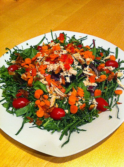 Summer Salad Plate with mixed greens and chiffonade spinach