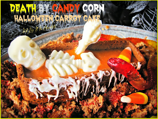 Death by Candy Corn Halloween Carrot Cake from Just Dip it in Chocolate