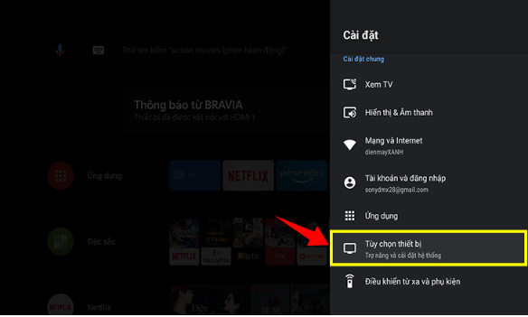 Chọn Device Preferences (Tùy chọn thiết bị)