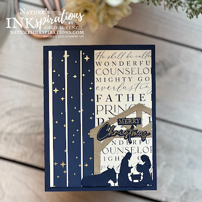 Stampin' Up! Night Divine Christmas vertical card  | Nature's INKspirations by Angie McKenzie