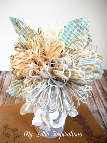 DIY Twine and raffia flowers with recycled paper leaves - Fiori di spago e rafia con foglie carta riciclata 15 - My Little Inspirations