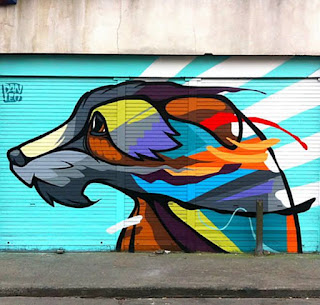 Graffiti caricature of animals dog head