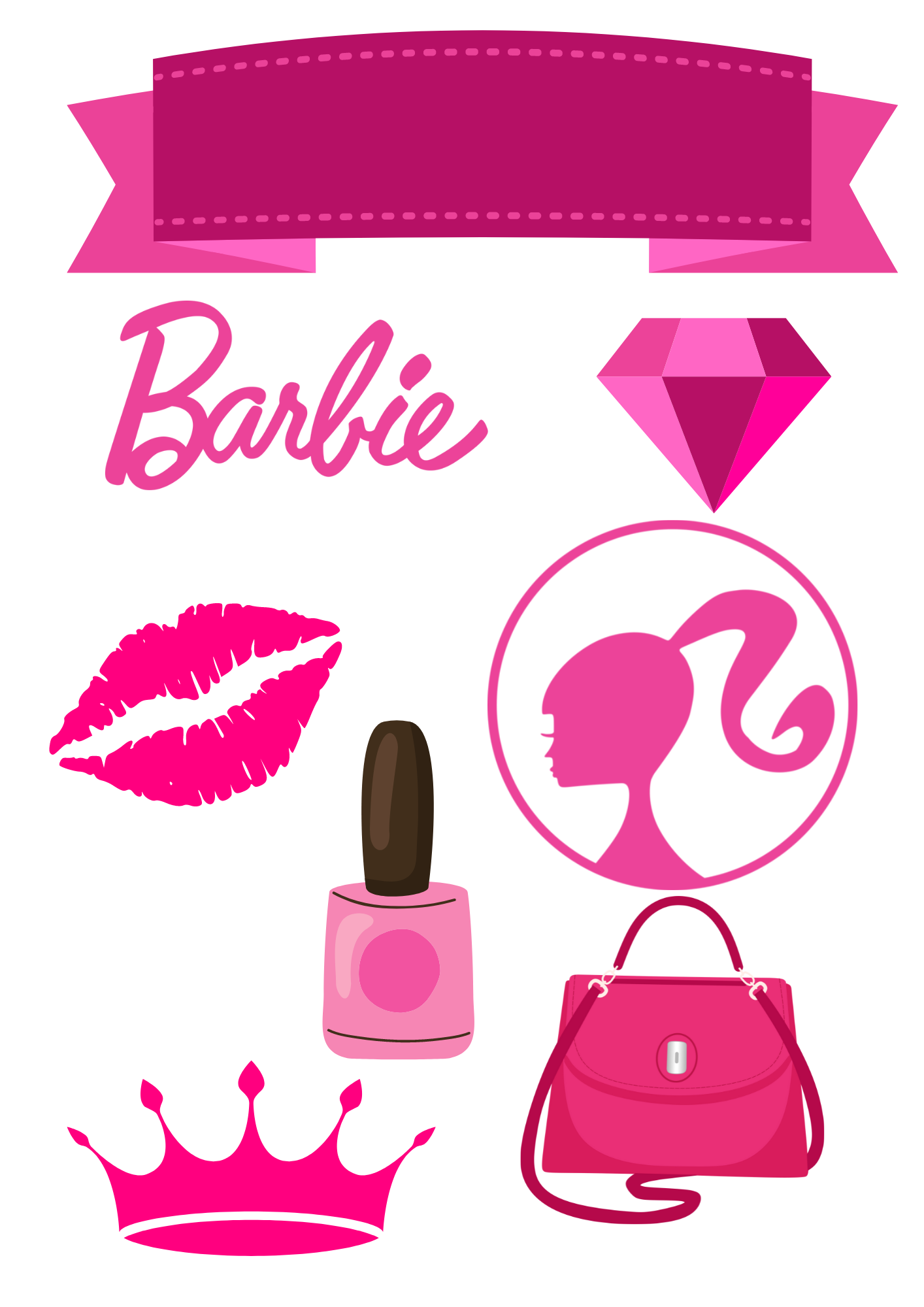 Topo de bolo barbie para editar e imprimir grátis - Festa Free