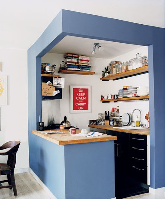 Deko Dapur Kampung Minimalis berwana biru - Blue Minimalist Village Kitchen Decor