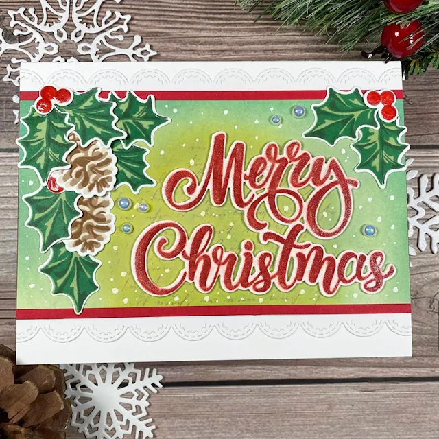 Sunny Studio Stamps: Season's Greetings Christmas Trimmings Customer Card by Tammy Chernow