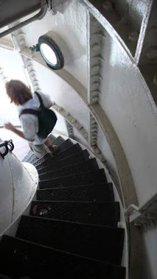 Image of the Scribe's back from inside the Waglan Lighthouse, Waglan Island, Hong Kong.