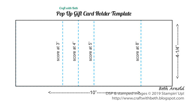 Craft with Beth: Stampin' Up! Signs of Santa Dashing Along DSP Designer Series Paper washi tape, scalloped tag topper punch, gift card holder, gift certificate holder, classic label punch, stocking, Christmas, Stampin' Blends template