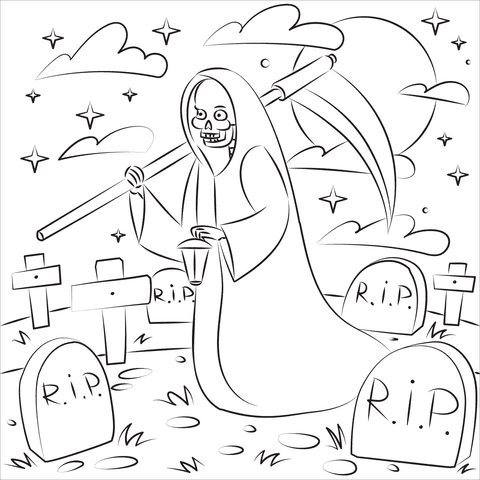 Scary Cartoon Coloring Page - Free Printable Coloring