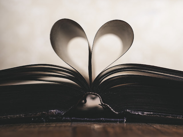 Heart made of pages within a book