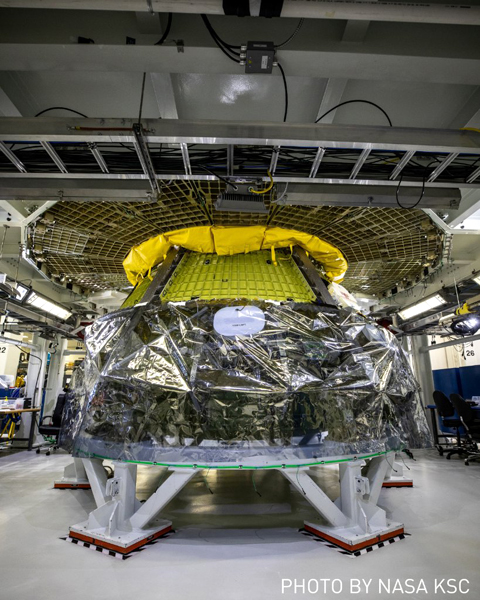 The Orion Artemis 2 capsule continues to take shape inside the Neil Armstrong Operations and Checkout Building at NASA's Kennedy Space Center in Florida.