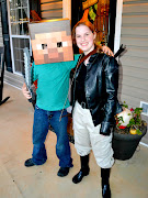 When Minecraft Steve and Katniss come for a visit. (halloween crop)