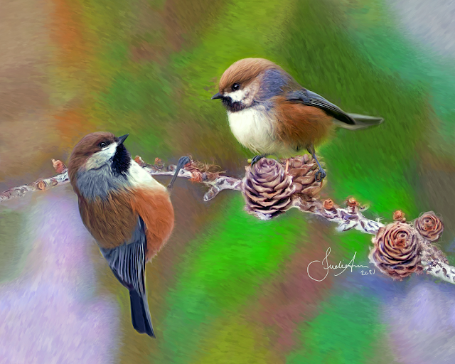 Boreal Chickadees Painting