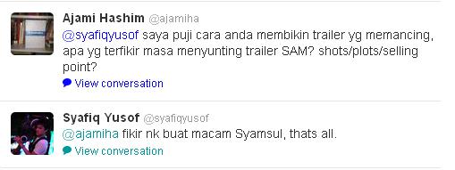 A j a m i h a s h i m: SAM (2012) ~ testimonial Syafiq Yusof