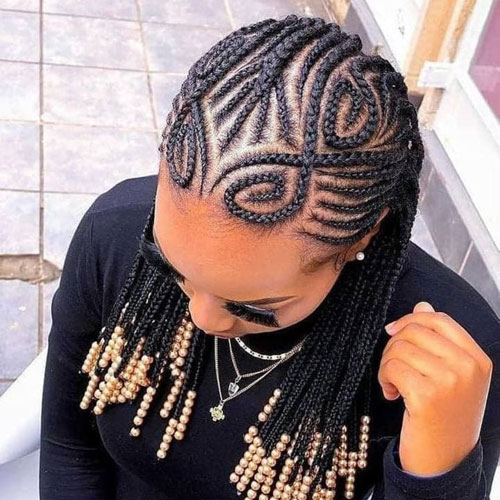 Tipos de trenzas africanas: laberinto cornrow