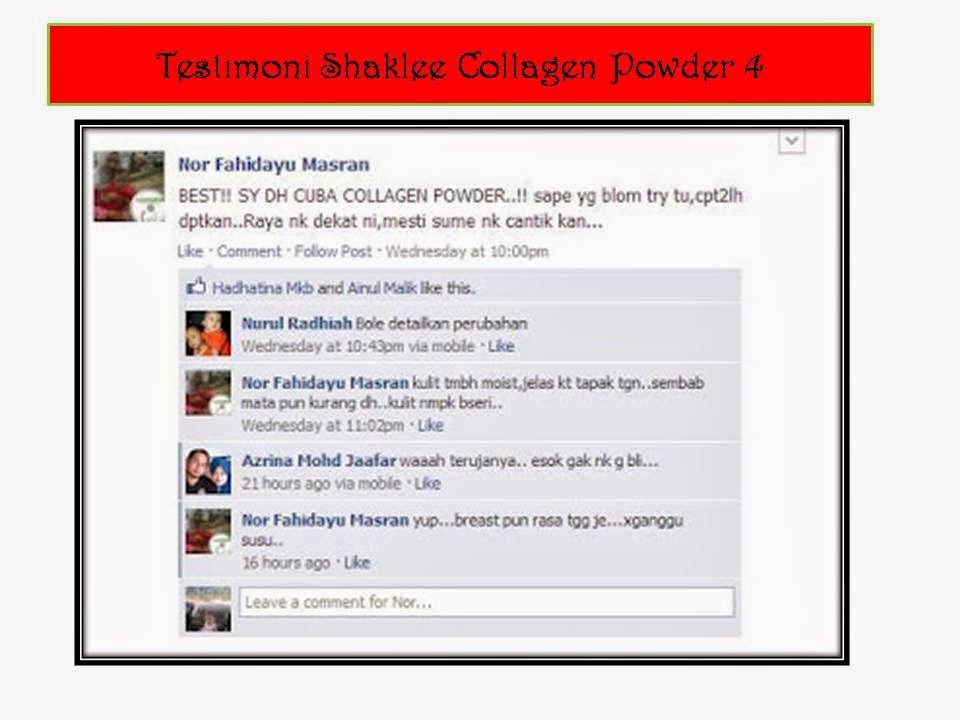 Testimoni Shaklee Collagen Powder ~ Puan Ida - Agen 