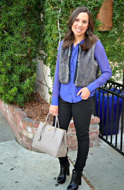 Faux Fur Vest & Black Denim