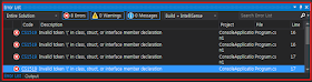 invalid token and expression term