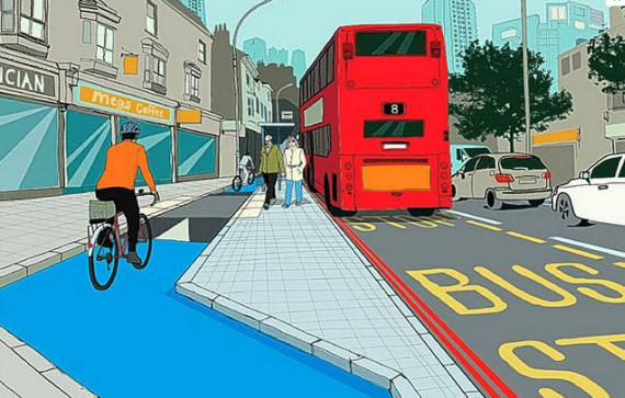 Los carriles bici de Londres invadirán zonas peatonales para evitar paradas de autobús