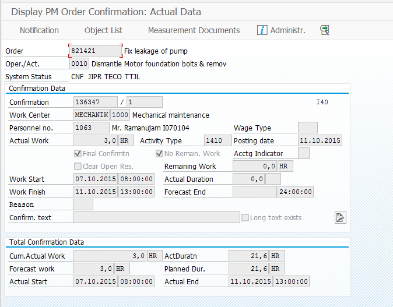 SAP HANA Revaluate Activity Type