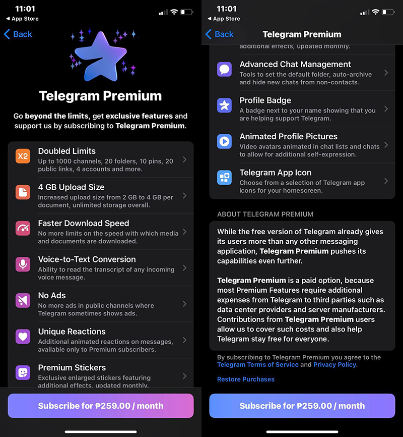 Telegram Premium is already available in the PH
