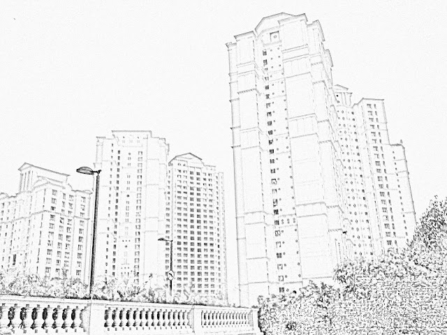 cluster buildings skyscrapers sketch
