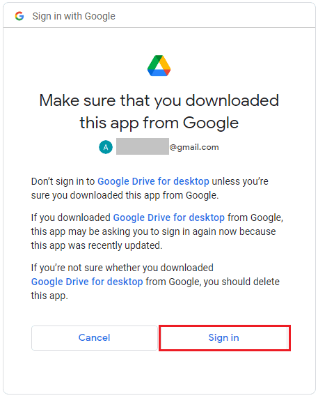 Autentificare in Google Drive folosind contul Google specificat