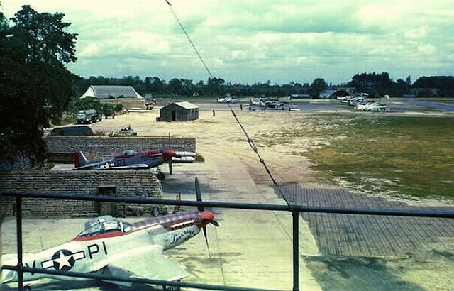 View from the control tower at Martlesham Heath, Suffolk, England, Planes in color worldwartwo.filminspector.com