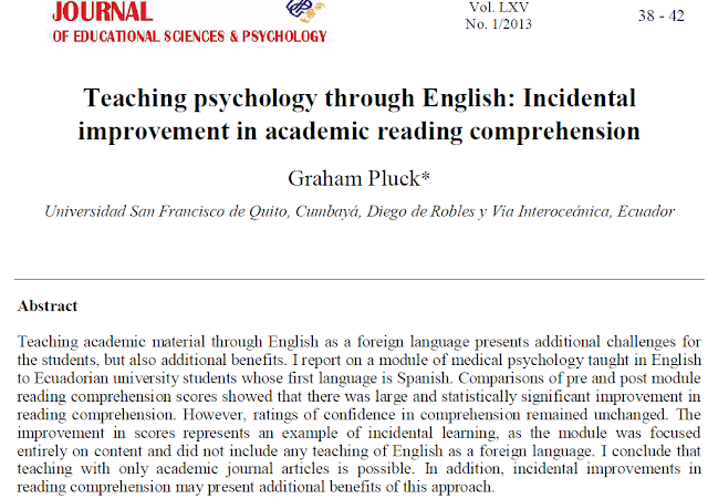 Teaching psychology through English: Incidental improvement in academic reading comprehension