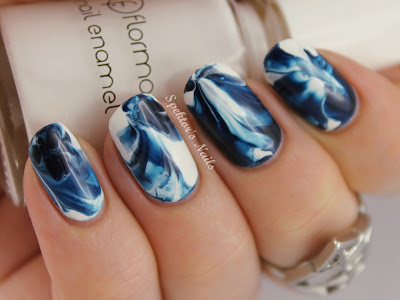 Blue & White Watercolor Nails