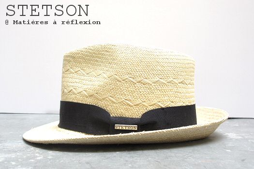 Chapeau Panama paille Stetson chapeau beige ruban noir