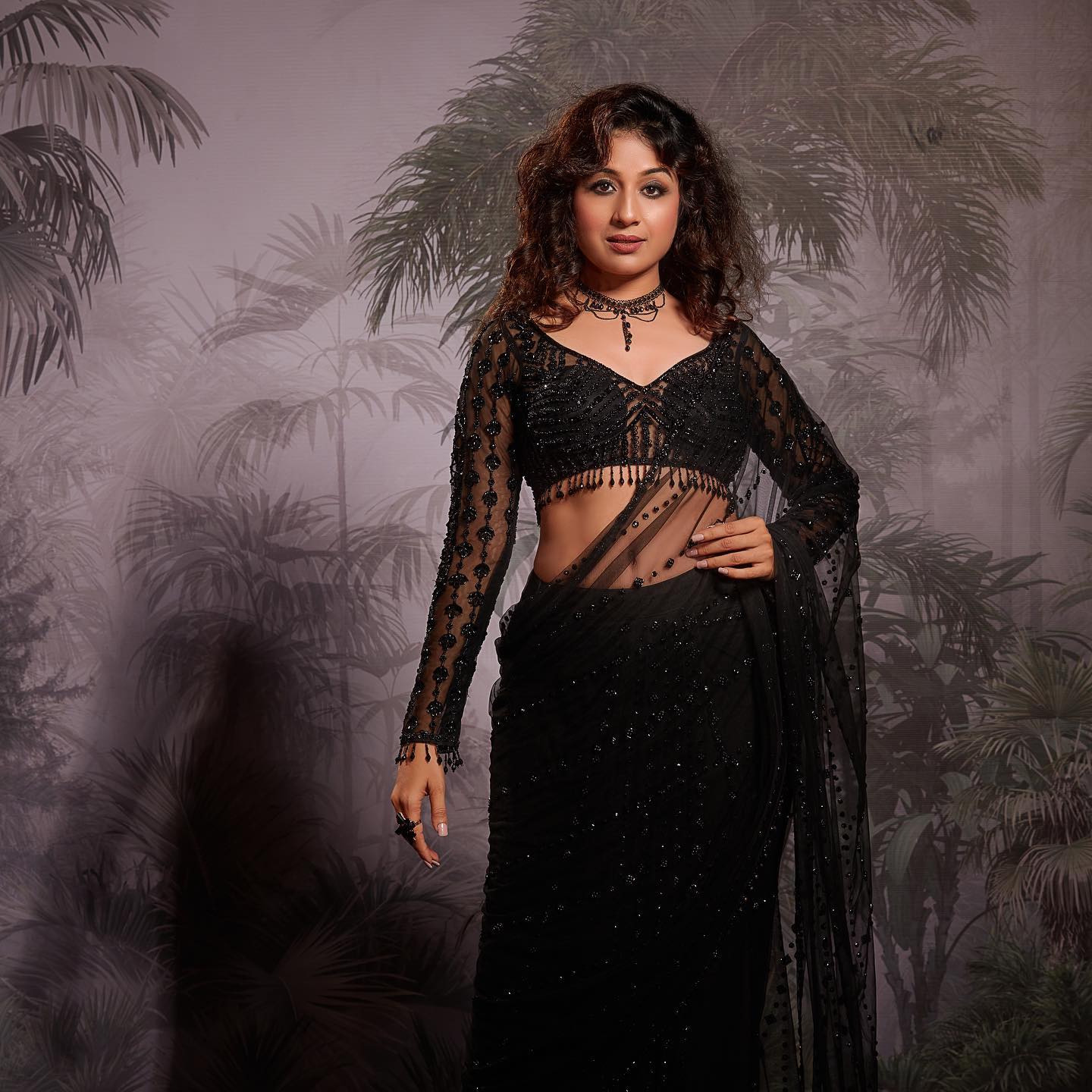 Paridhi Sharma navel sheer black saree hot tv actress