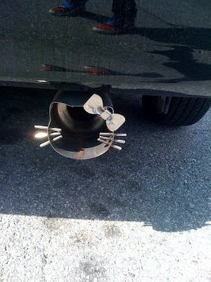 This Ferrari's aftermarket Hello Kitty exhaust tips command it. To all the 