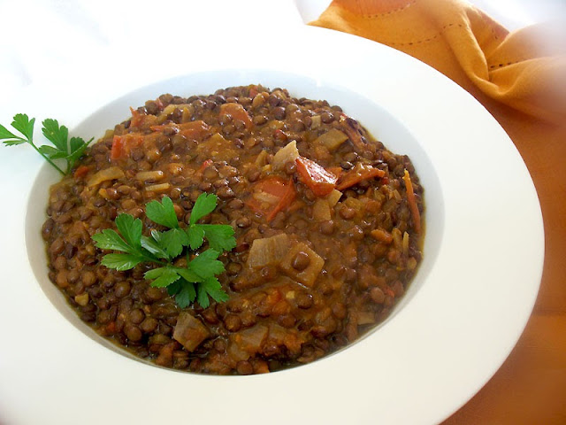 french lentil tomato harissa stew