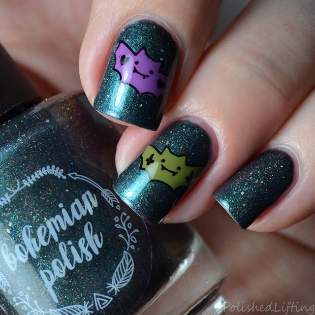 cute halloween bat nail art