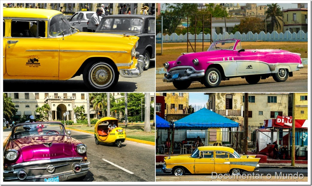 Automóveis típicos cubanos; automóveis antigos americanos; Havana