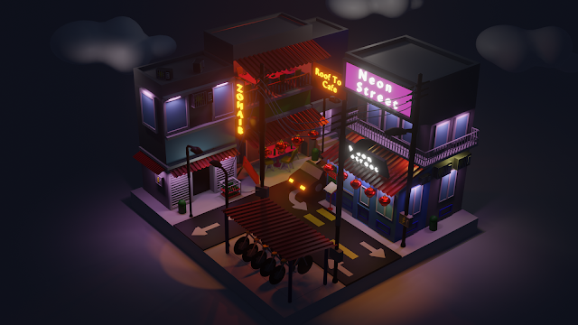 Isometric Neon City view 1