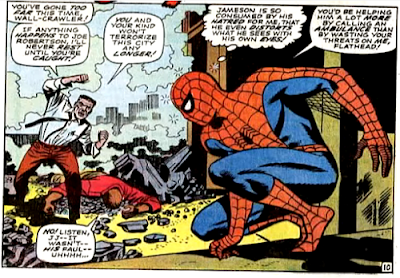 Amazing Spider-Man #64, john romita, j jonah jameson threatens spider-man after robbie robertson is crushed by falling debris