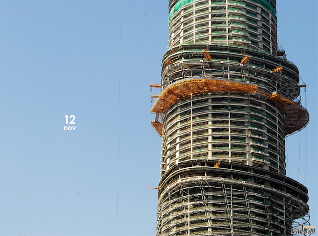 Photo of upper floors of the tower under construction
