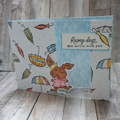 Playing in the Rain stampin up split panel card