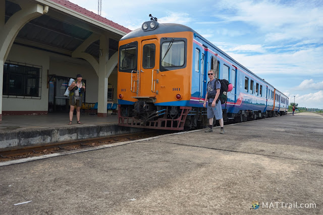 The train taking passenger through the border between Laos and Thailand