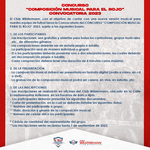 CONVOCATORIA 🔴🔵 “Composición musical para el Rojo”