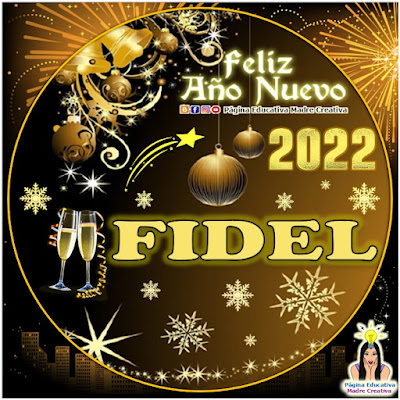 Nombre FIDEL por Año Nuevo 2022 - Cartelito hombre