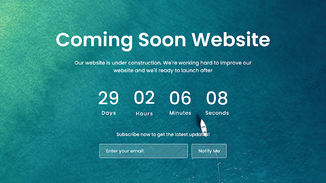 Coming Soon Website in HTML CSS & JavaScript