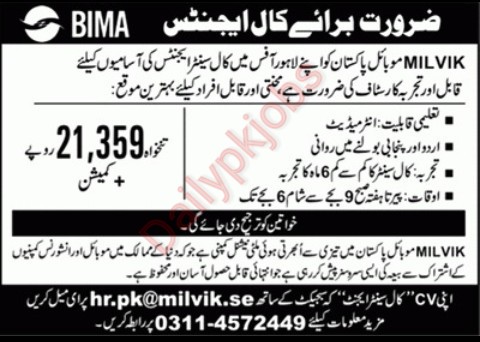 New Call Center Jobs May 2021 at Milvik Mobile Pakistan