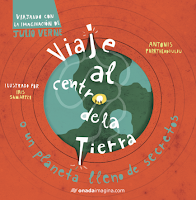 Portada del libro "Viaje al centro de la tierra", de Julio Verne, adaptado por Antonis Papatheodoulou.