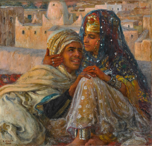 At sunset, on the terrace. 1904 - Etienne Dinet (French - 1861-1929) - Oil on canvas - 52 x 53cm