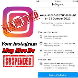 Your instagram account may also be suspended permanent suspend. But why instagram team has suspended millions of page accounts so far and how you can protect your instagram account from suspension. First, I wil tell you why instagram team is suspending the accounts.  Why is Instagram Team Suspending Instagram Accounts? Why instagram team suspended millions of accounts in 3 to 7 days & banned or permanently deactivated pages of thousands of instagram followers. So i will tell you some mistakes if tou are also doing the same mistakes on your instagram account then don't do it from today.