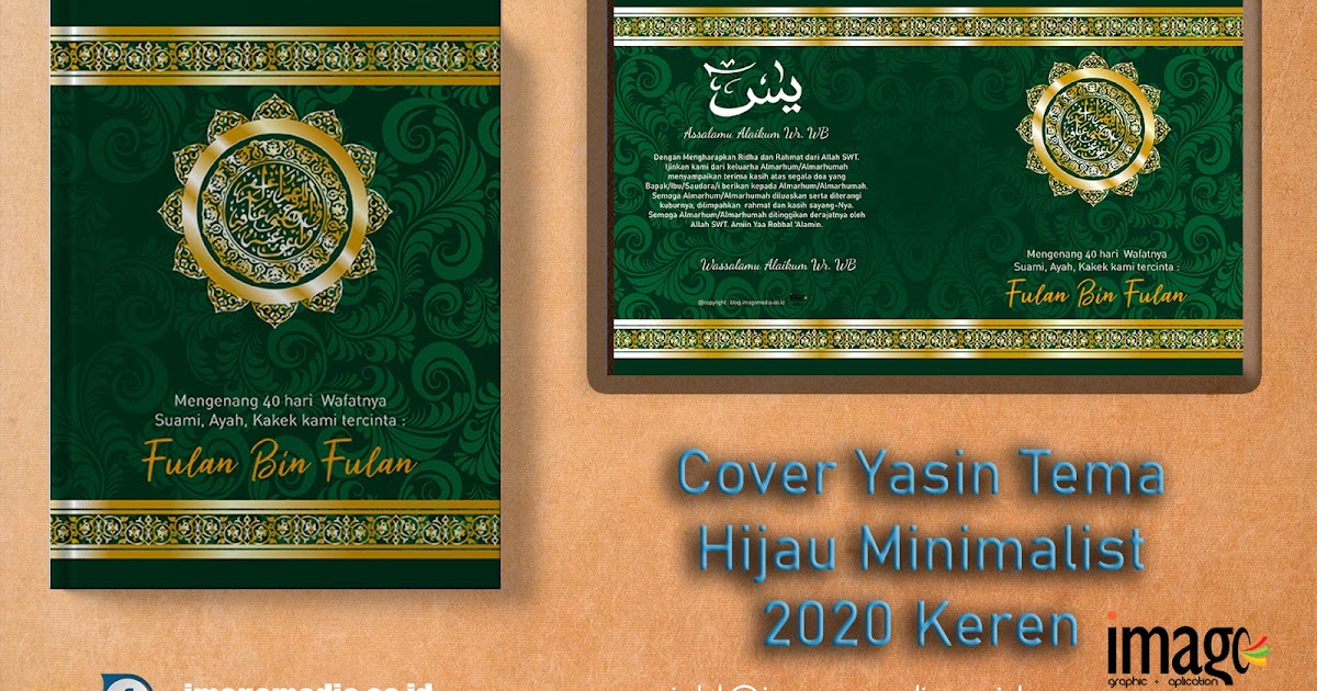 Cover Buku  Yasin Tema Hijau Minimalist 2022 Keren Imago 