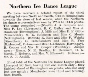 Clipping about the Northern Ice Dance League in England