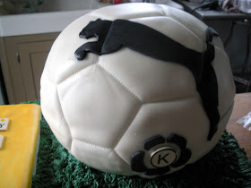 soccer ball cake. for the half a soccer ball